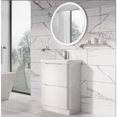 Montana 600mm Floorstanding Vanity Unit in Gloss White & Link Resin Basin