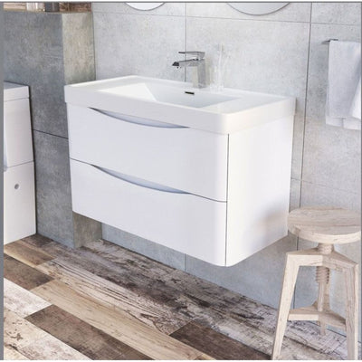Montana 900mm Wall Hung Vanity Unit in Gloss White & Resin Basin