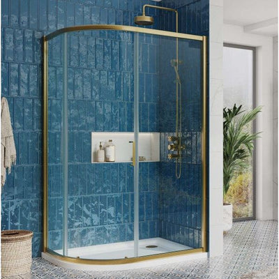 Murphy Brushed Gold Sliding Shower Door Quadrant - 1200x800mm