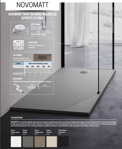 Novellini Novomatt Shower Tray 1800x800x30mm - Cappuccino Stone