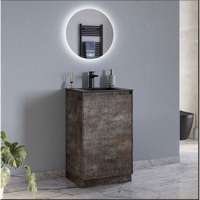 Oscar 500mm Floor Standing Vanity Unit Metallic & Black Basin