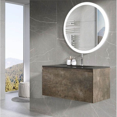 Oscar Wall Mounted Vanity Unit Metallic & Black Resin Basin 900mm