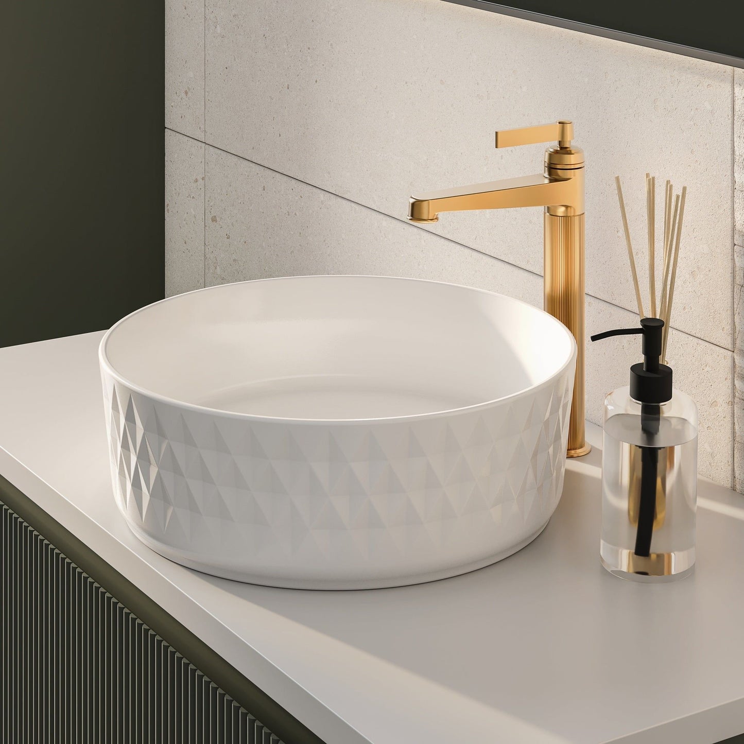 Peter Patterned Round Counter Top Basin N23