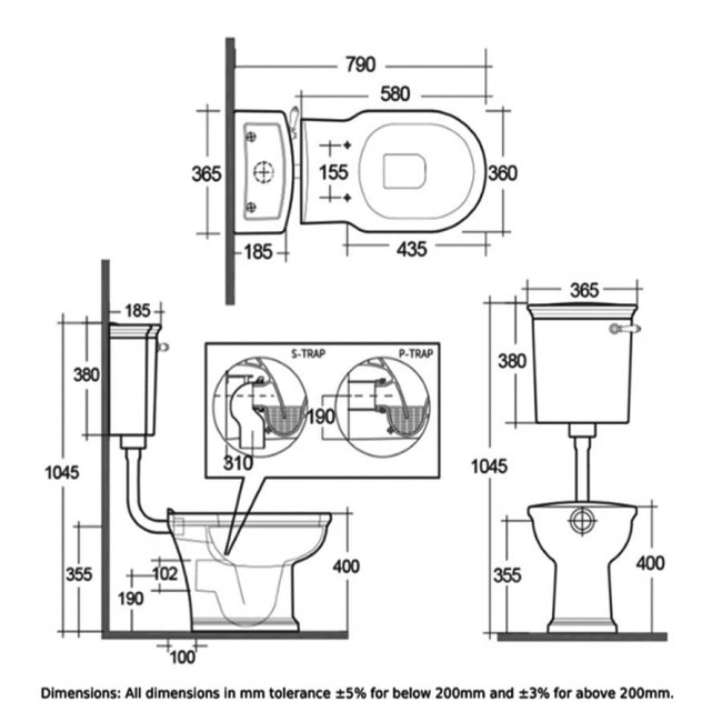 RAK Washington Low Level Toilet with Horizontal Outlet - Greige Soft Close Wood Seat