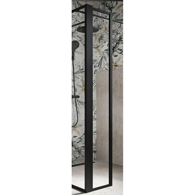 Hopper Black Clear Glass Shower Screen 680mm & 300mm Single Frame Return Panel N23