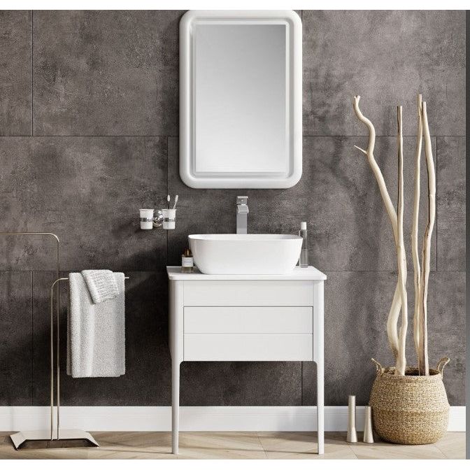 Sarah 650mm Vanity Unit in Matt White inc worktop with no tap holes