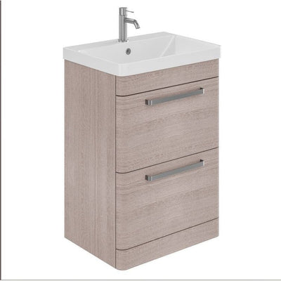 Elsa 500mm Floor Standing Vanity Unit & Basin in Stone Grey with Brushed Nickel Handles