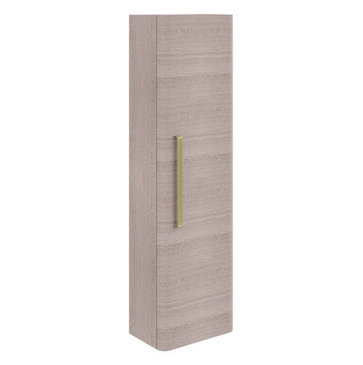 Elsa Wall Mounted Tall Storage Cabinet in Stone Grey with Brushed Gold Handle