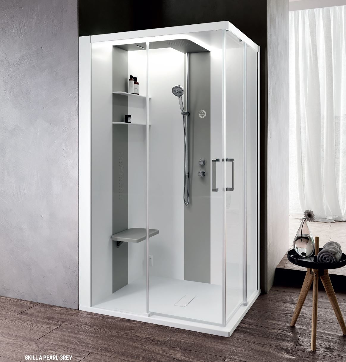 Novellini - SKILL A - Multifunction Shower Cubicle: Corner Entry With 2 Sliding Doors & 2 Fixed Panels