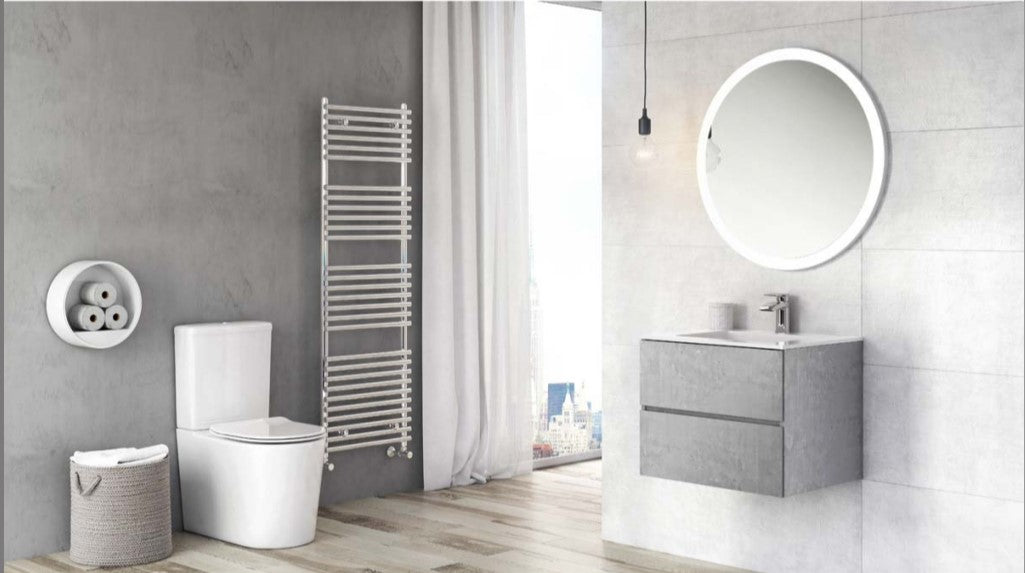 Venice Wall Mounted Vanity Unit Concrete & White Resin Basin 600mm
