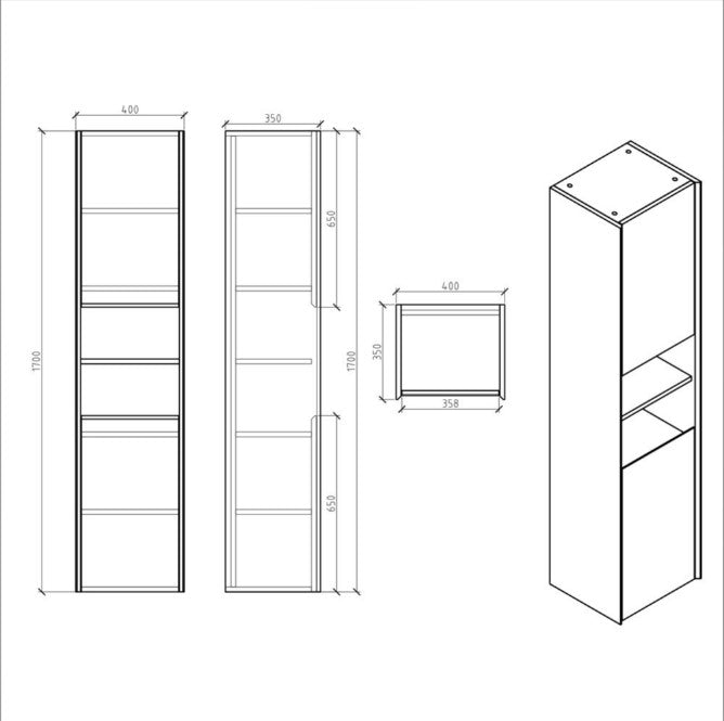 Oscar Metallic Wall Hung Tall Storage Cabinet
