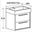 Hermoine 750mm Wall Mounted Vanity Unit & Basin - Light Sawn Oak Effect
