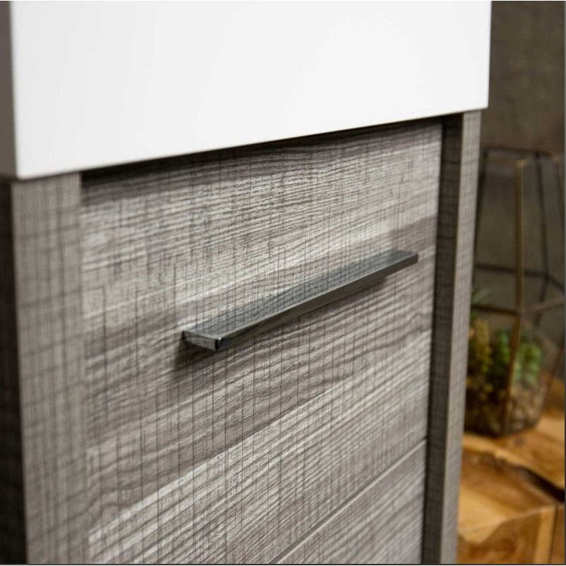 Hermoine 600mm Wall Mounted Vanity Unit & Basin - Grey Ash Effect