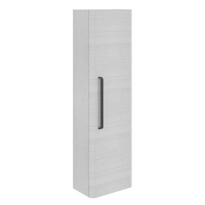 Elsa Wall Mounted Tall Storage Cabinet in Textured White with Matt Black Handle