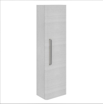 Elsa Wall Mounted Tall Storage Cabinet in Textured White with Brushed Nickel Handle
