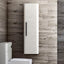 Elsa Wall Mounted Tall Storage Cabinet in Textured White with Chrome Handle