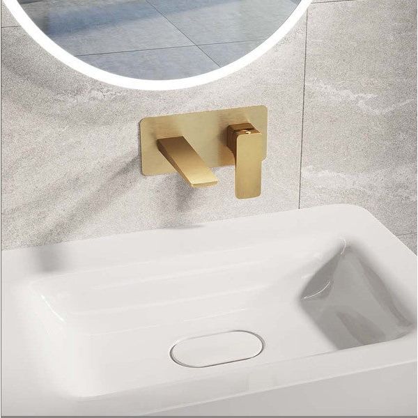 Liberty Brushed Gold Wall Mounted Basin Mixer Tap