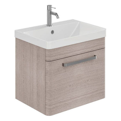 Elsa 800mm Wall Mounted Vanity Unit & Basin in Stone Grey with Brushed Nickel Handles