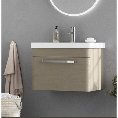 Elsa 500mm Wall Mounted Vanity Unit & Basin in Stone Grey with Chrome Handles