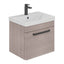 Elsa 500mm Wall Mounted Vanity Unit & Basin in Stone Grey with Matt Black Handles