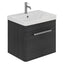 Elsa 500mm Wall Mounted Vanity Unit & Basin in Textured Black with Brushed Nickel Handles