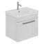 Elsa 500mm Wall Mounted Vanity Unit & Basin in Textured White with Brushed Nickel Handles