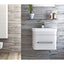 Elsa 600mm Wall Mounted Vanity Unit & Basin in Textured White with Chrome Handles