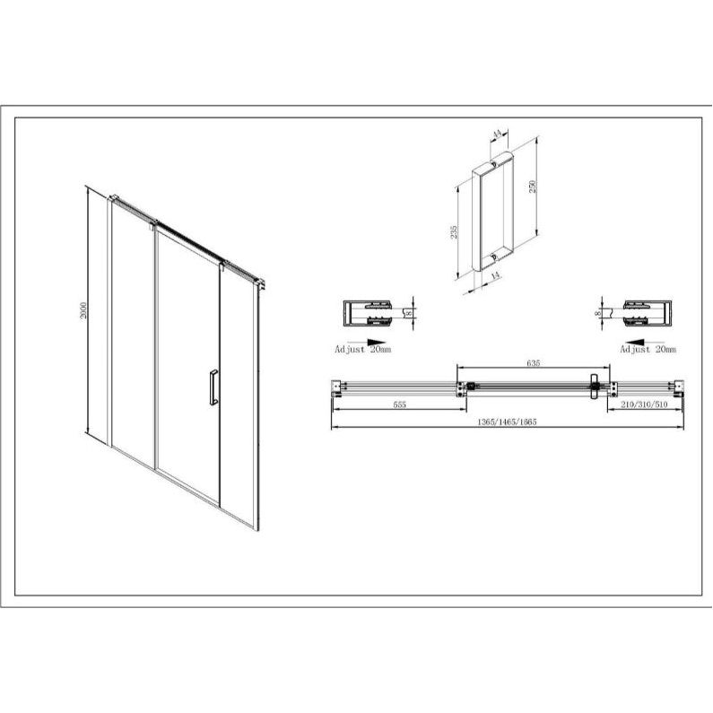 Wrenley 1500mm Sliding Shower Door