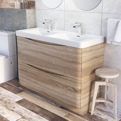 Montana 1200mm Floorstanding Vanity Unit in Light Oak & Resin Basin