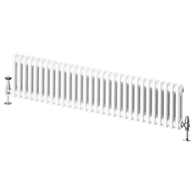 Nevada White Double Horizontal Column Radiator - 300x1370mm
