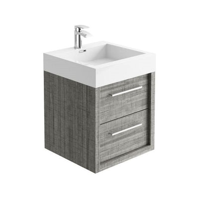 Hermoine 500mm Wall Mounted Vanity Unit & Basin - Grey Ash Effect