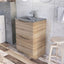 Montana 600mm Floorstanding Vanity Unit in Light Oak & Grey Glass Basin