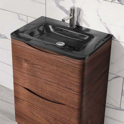 Montana 600mm Floorstanding Vanity Unit in Rosewood & Grey Glass Basin