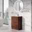 Montana 600mm Floorstanding Vanity Unit in Rosewood & White Glass Basin