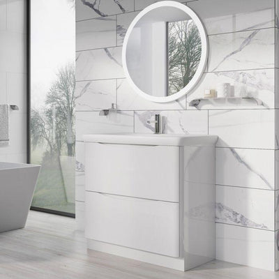 Montana 900mm Floorstanding Vanity Unit in Gloss White & Link Resin Basin