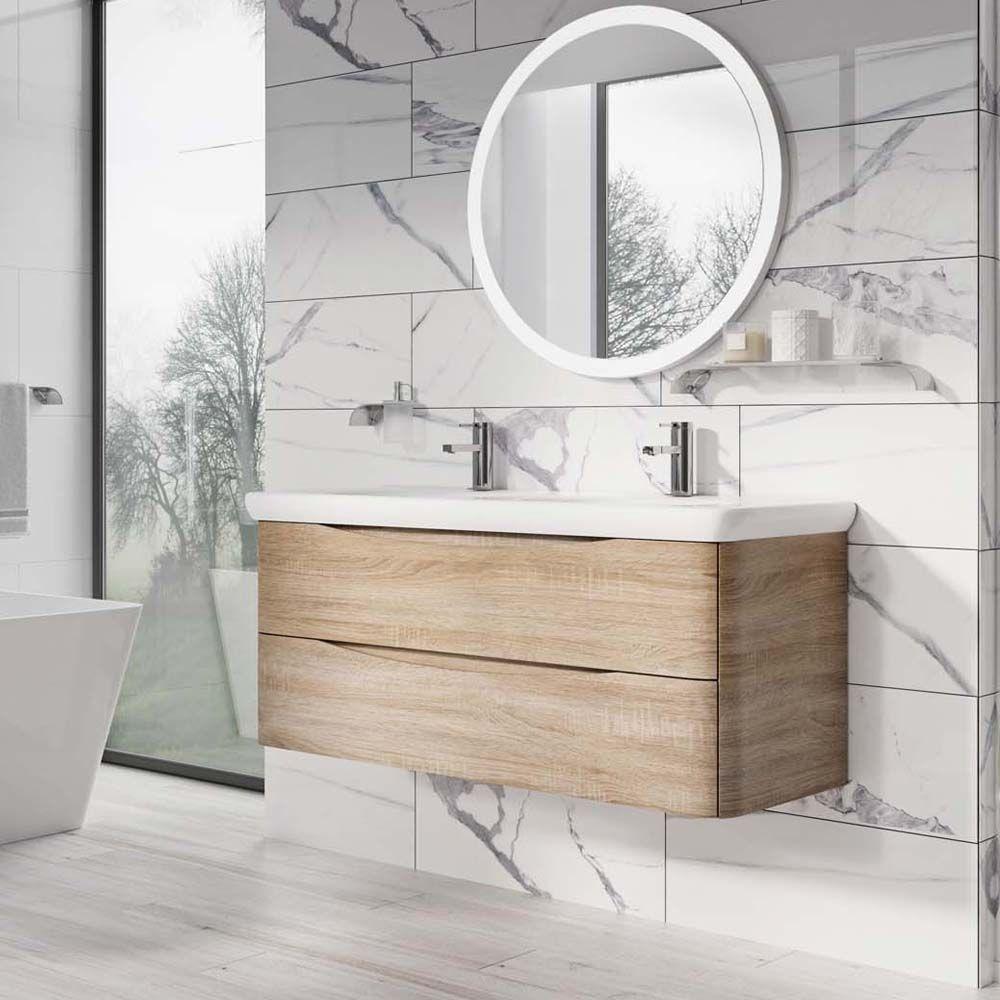 Montana 1200mm Wall Hung Vanity Unit in Light Oak & Link Resin Basin