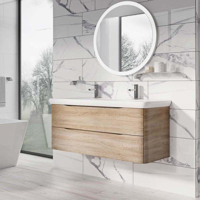 Montana 1200mm Wall Hung Vanity Unit in Light Oak & Link Resin Basin