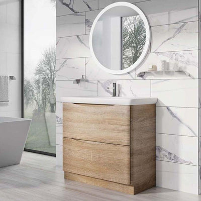 Montana 900mm Floorstanding Vanity Unit in Light Oak & Link Resin Basin