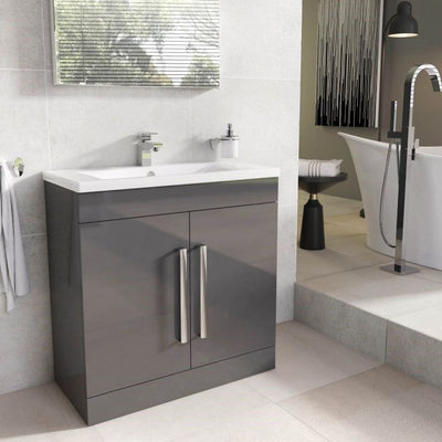 Veto 800mm Floor Standing Vanity Unit Anthracite Grey With Ceramic Basin