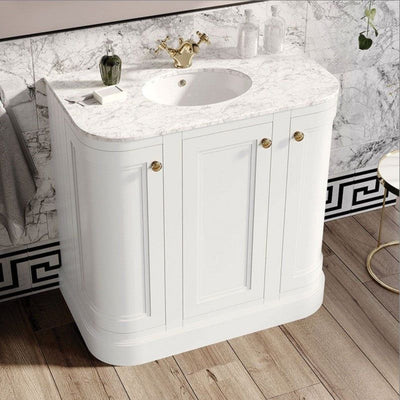 Louise Curved Vanity Unit in White – 900mm