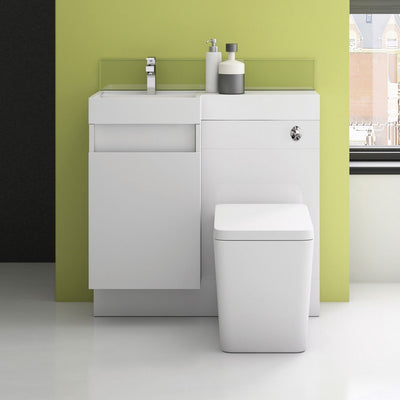 Alhambra 900mm Vanity & WC Combination Unit in White Gloss – Left Hand
