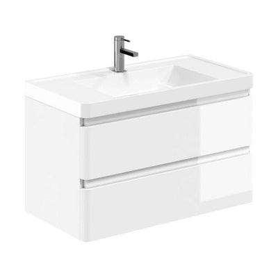 Nancy 900mm Wall Hung Vanity Unit with Resin Basin in White Gloss