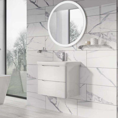 Montana 600mm Wall Hung Vanity Unit in Gloss White & Link Resin Basin