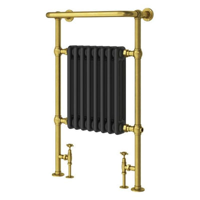 Tennessee Black & Brushed Gold Heated Towel Rail - 940x600mm