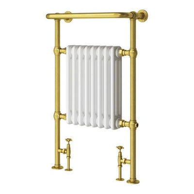 Tennessee White & Gold Heated Towel Rail - 940x600mm