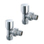 Round Chrome Angled Pair of Radiator Valves
