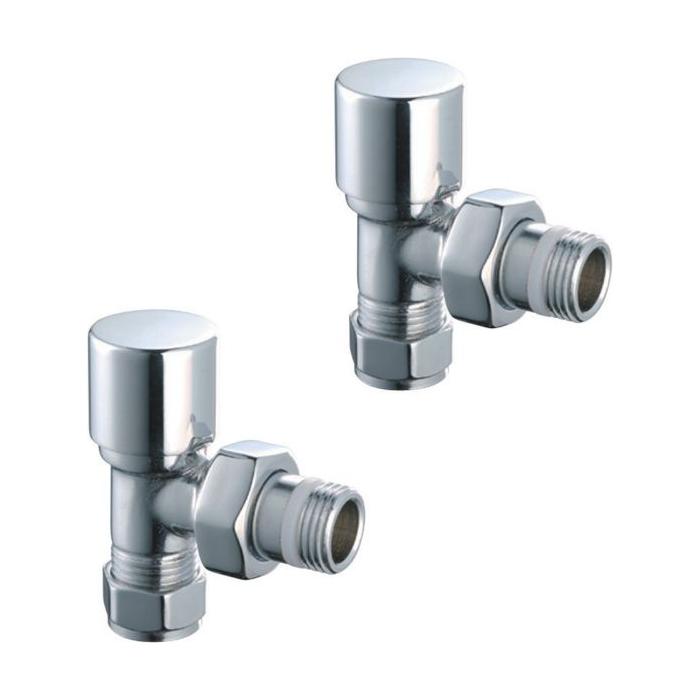 Round Chrome Angled Pair of Radiator Valves