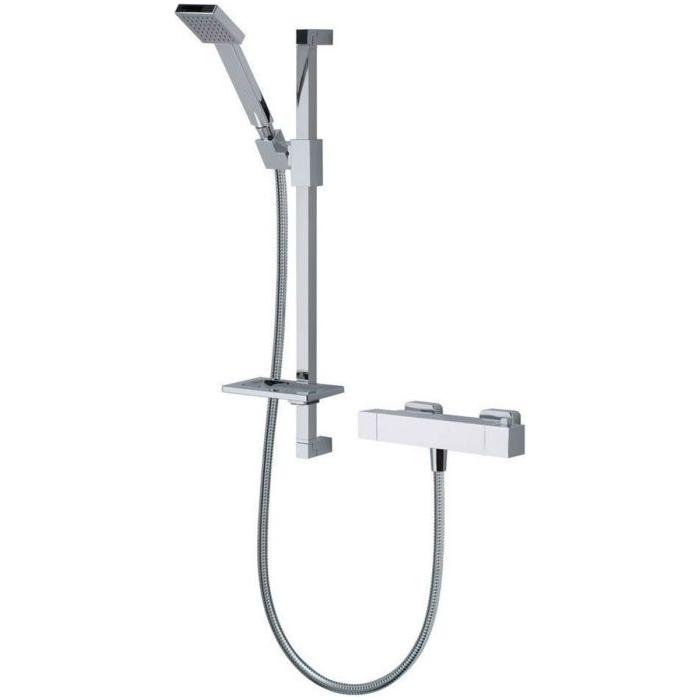 Adore Square Thermostatic Bar Valve Shower & Slide Rail Kit