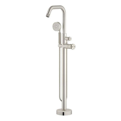 Alpha Brushed Nickel Freestanding Bath Shower Mixer Tap