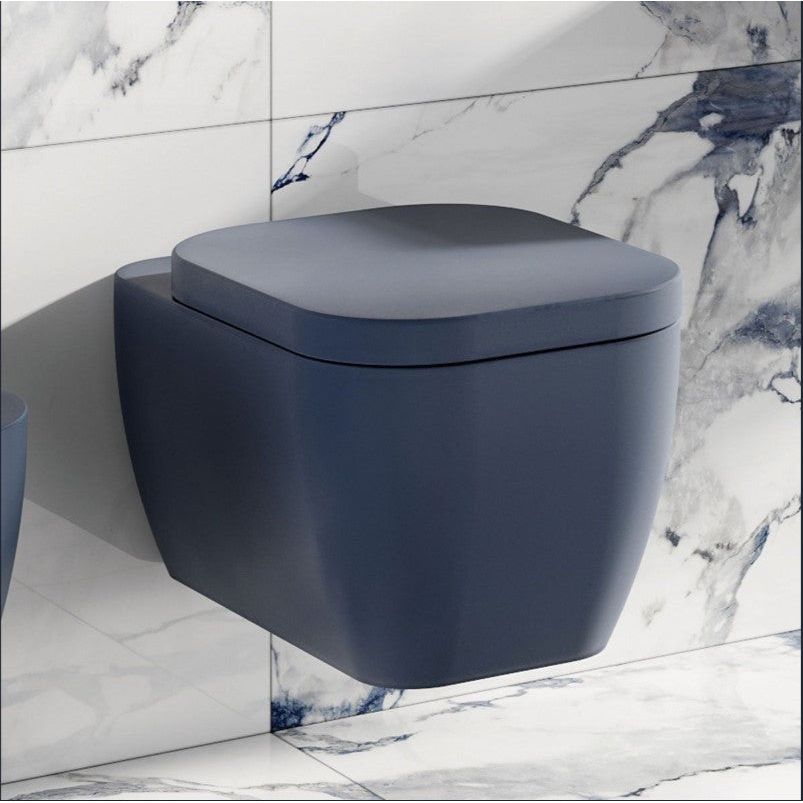 Anna Navy Rimless Wall Hung Toilet & Soft Close Seat